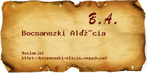 Bocsanszki Alícia névjegykártya
